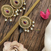 Vriksham Traditional Addigai Choker Neckpiece-Tilak-Red Green -G17651